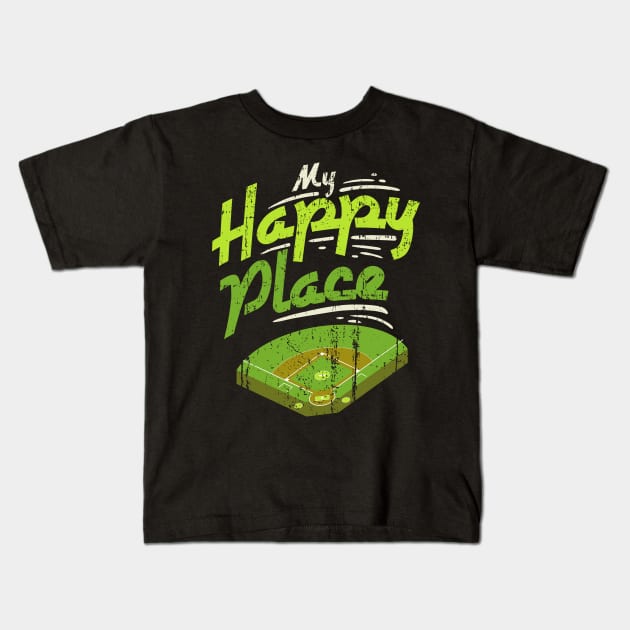 My Happy Place - Vintage Retro Baseball Gift Kids T-Shirt by biNutz